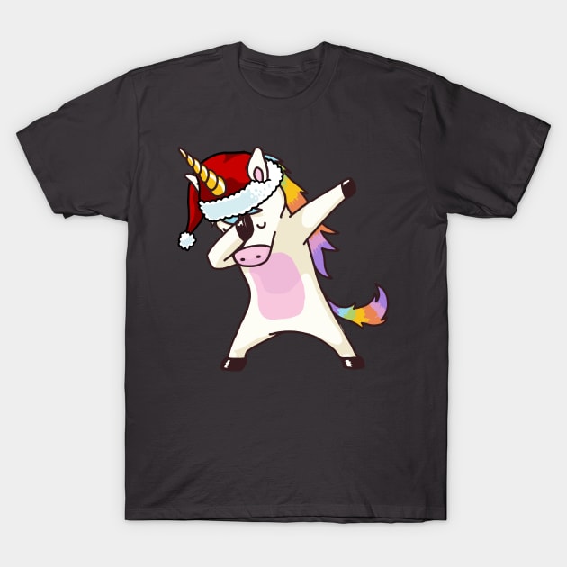 Dabbing Unicorn Shirt Hip Hop Dab Santa Hat Christmas Shirt II T-Shirt by vo_maria